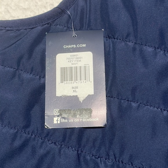 Chaps Men’s Navy Packable Puffer Vest, NWT’s, Size XL - Picture 11 of 11